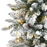 6.5’ Flocked Livingston Fir Artificial Christmas Tree with Pine Cones and 300 Clear Warm LED Lights-Christmas Tree-Parc Decor