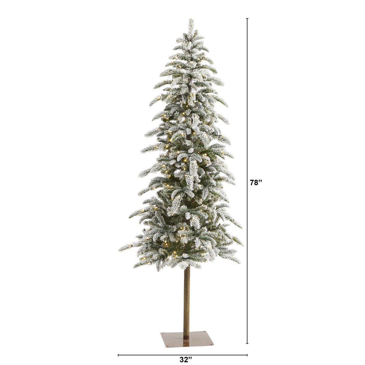 6.5’ Flocked Washington Alpine Artificial Christmas Tree with 250 White Warm LED Lights and 637 Bendable Branches-Christmas Tree-Parc Decor
