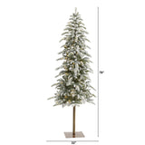 6.5’ Flocked Washington Alpine Artificial Christmas Tree with 250 White Warm LED Lights and 637 Bendable Branches-Christmas Tree-Parc Decor