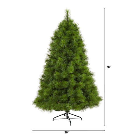 6.5’ Green Scotch Pine Artificial Christmas Tree with 350 Clear LED Lights-Christmas Tree-Parc Decor