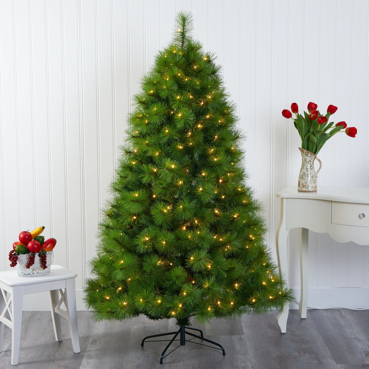 6.5’ Green Scotch Pine Artificial Christmas Tree with 350 Clear LED Lights-Christmas Tree-Parc Decor