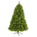 6.5’ Green Scotch Pine Artificial Christmas Tree with 350 Clear LED Lights-Christmas Tree-Parc Decor