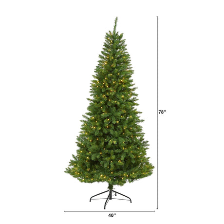 6.5’ Green Valley Fir Artificial Christmas Tree with 350 Clear LED Lights 1125 Bendable Branches-Christmas Tree-Parc Decor