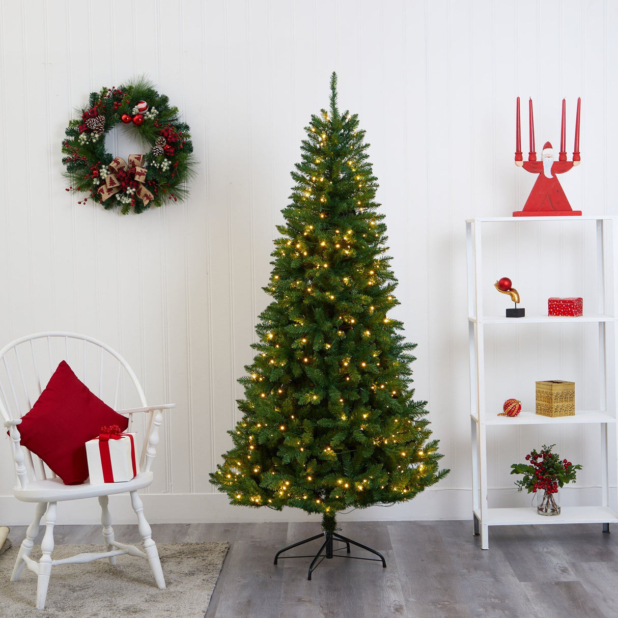 6.5’ Green Valley Fir Artificial Christmas Tree with 350 Clear LED Lights 1125 Bendable Branches-Christmas Tree-Parc Decor