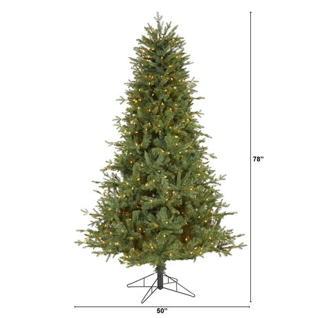 6.5' New Hampshire Spruce Artificial Christmas Tree with 500 Warm White Lights and 1074 Bendable Branches-Christmas Tree-Parc Decor