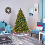 6.5’ North Carolina Mixed Pine Artificial Christmas Tree with 350 Warm White LED Lights, 1367 Bendable Branches and Pinecones-Christmas Tree-Parc Decor