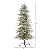 6.5’ Slim Flocked Nova Scotia Spruce Artificial Christmas Tree with 300 Warm White LED Lights and 699 Bendable Branches-Christmas Tree-Parc Decor