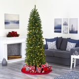 6.5’ Slim Green Mountain Pine Artificial Christmas Tree with 300 Clear LED Lights-Christmas Tree-Parc Decor