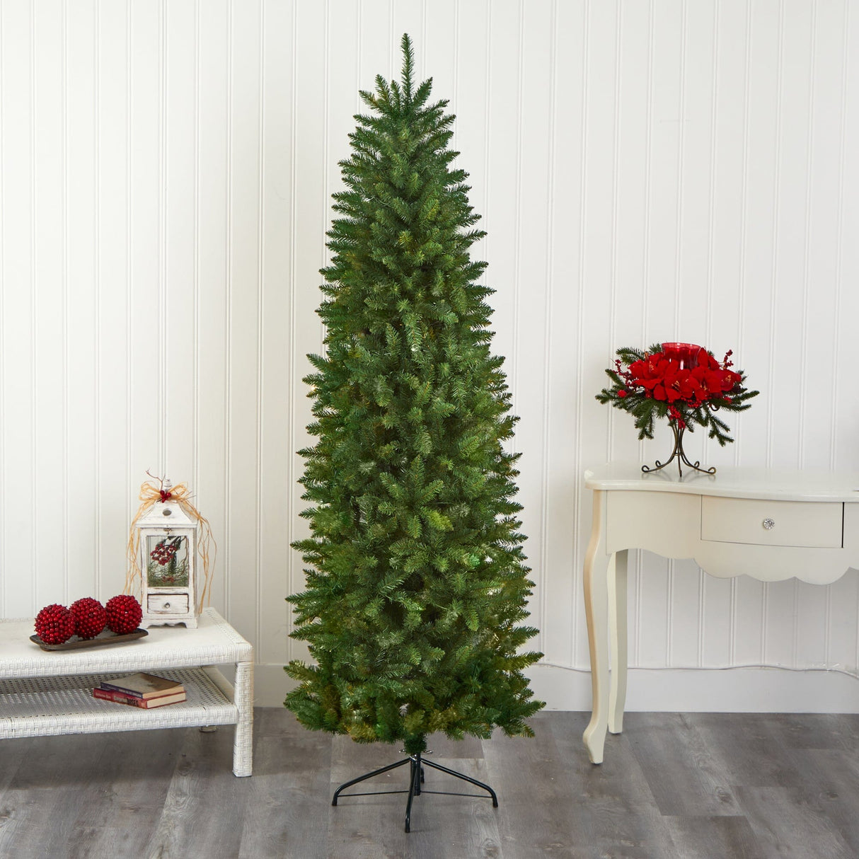 6.5’ Slim Green Mountain Pine Artificial Christmas Tree with 851 Bendable Branches-Christmas Tree-Parc Decor