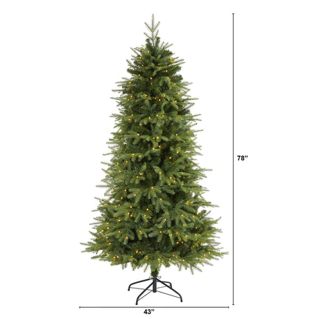 6.5’ Vancouver Fir “Natural Look” Artificial Christmas Tree with 400 Clear LED Lights and 2158 Bendable Branches-Christmas Tree-Parc Decor