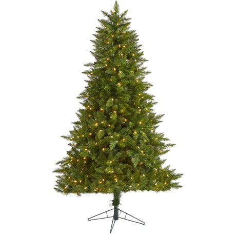 6.5' Vermont Spruce Artificial Christmas Tree with 450 Warm White (Multifunction) LED Lights with Instant Connect Technology and 984 Bendable Branches-Christmas Tree-Parc Decor