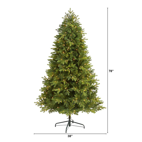 6.5’ Washington Fir Artificial Christmas Tree with 400 Clear Lights and 1110 Bendable Branches-Christmas Tree-Parc Decor