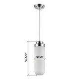 6"W Solar 1-Light Polished Nickel Pendant With Frosted Glass Shade
