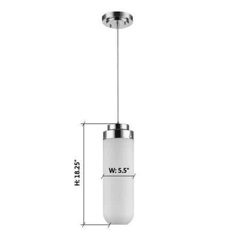 6"W Solar 1-Light Polished Nickel Pendant With Frosted Glass Shade