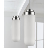 6"W Solar 1-Light Polished Nickel Pendant With Frosted Glass Shade