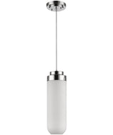 6"W Solar 1-Light Polished Nickel Pendant With Frosted Glass Shade-Pendant-Parc Decor