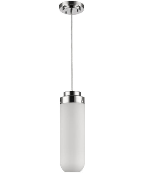 6"W Solar 1-Light Polished Nickel Pendant With Frosted Glass Shade-Pendant-Parc Decor