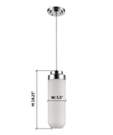 6"W Solar 1-Light Polished Nickel Pendant With Frosted Glass Shade-Pendant-Parc Decor