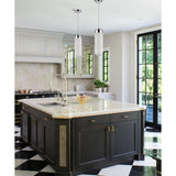 6"W Solar 1-Light Polished Nickel Pendant With Frosted Glass Shade