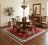 6x6 Square Hand Knotted Antique Kazak Red and Ivory Wool Area Rug