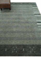 6x8 Gray And Charcoal Striped Wool Hand Woven Southwestern Lori Gabbeh Rug