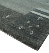 6x8 Gray And Charcoal Striped Wool Hand Woven Southwestern Lori Gabbeh Rug
