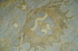6x8 Hand Knotted Silver and Beige Antique Style Traditional Oushak Wool Rug