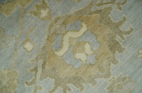 6x8 Hand Knotted Silver and Beige Antique Style Traditional Oushak Wool Rug