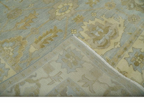 6x8 Hand Knotted Silver and Beige Antique Style Traditional Oushak Wool Rug
