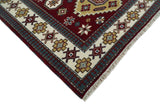 6x8 Hand Knotted Traditional Antique Kazak Maroon and Ivory Wool Area Rug