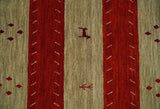 6x8 Maroon and Beige Striped Wool Hand Woven Southwestern Lori Gabbeh Rug
