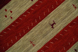 6x8 Maroon and Beige Striped Wool Hand Woven Southwestern Lori Gabbeh Rug
