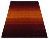 6x8 Ombre Brown and Rust Blended Stripes Pattern Wool Hand Woven Southwestern Gabbeh Rug