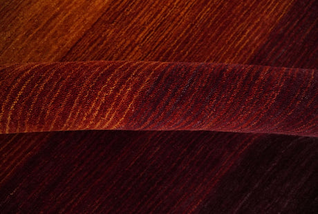 6x8 Ombre Brown and Rust Blended Stripes Pattern Wool Hand Woven Southwestern Gabbeh Rug