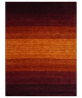6x8 Ombre Brown and Rust Blended Stripes Pattern Wool Hand Woven Southwestern Gabbeh Rug
