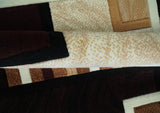 6x8 Power Loomed Brown, Gold, Ivory and Black Geometrical Shapes Frames Area Rug | NMM2-Area Rug-Parc Decor