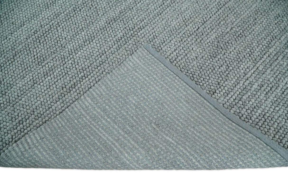 6x9 and 8x10 Solid Gray Wool Blend Felted Chunky Hand Woven Area Rug