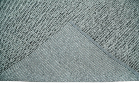 6x9 and 8x10 Solid Gray Wool Blend Felted Chunky Hand Woven Area Rug