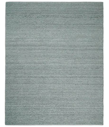 6x9 and 8x10 Solid Gray Wool Blend Felted Chunky Hand Woven Area Rug