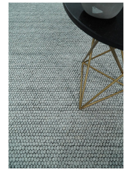 6x9 and 8x10 Solid Gray Wool Blend Felted Chunky Hand Woven Area Rug
