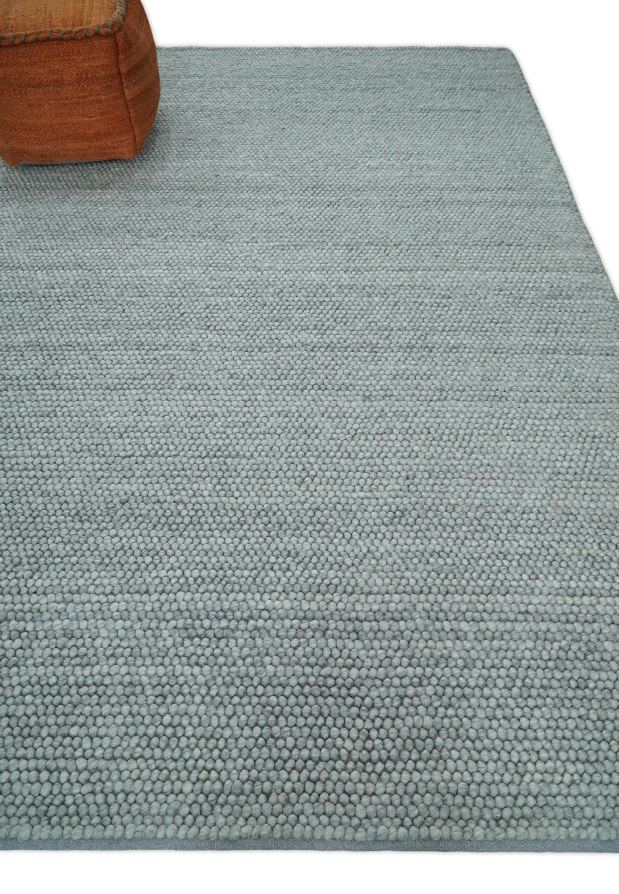 6x9 and 8x10 Solid Gray Wool Blend Felted Chunky Hand Woven Area Rug