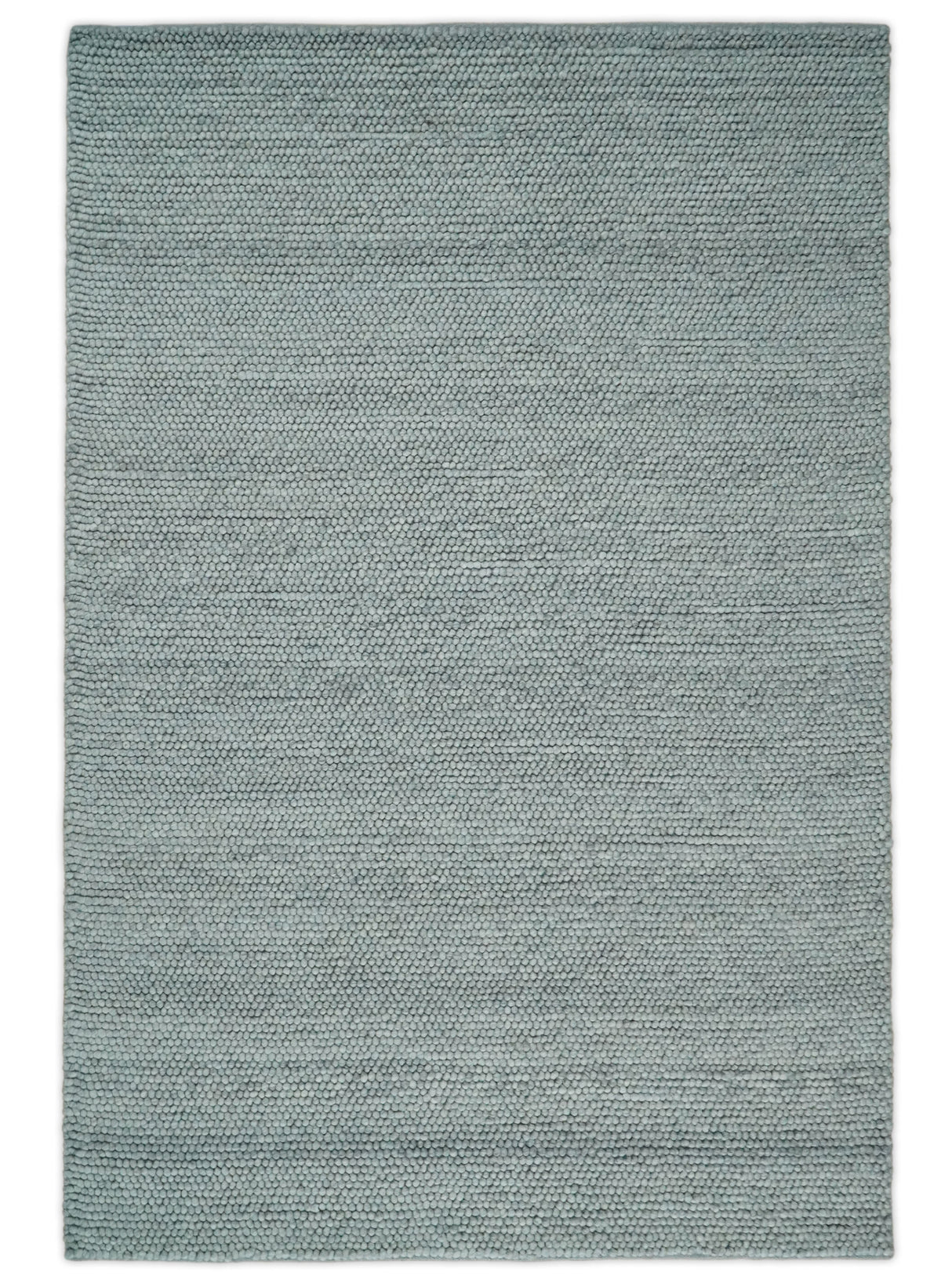 6x9 and 8x10 Solid Gray Wool Blend Felted Chunky Hand Woven Area Rug