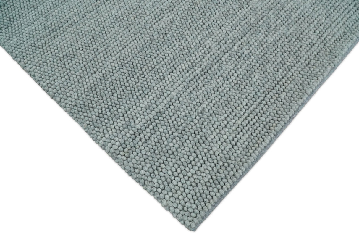 6x9 and 8x10 Solid Gray Wool Blend Felted Chunky Hand Woven Area Rug