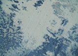 6x9 Blue, Ivory and Gray Modern Abstract Hand Loomed Blended wool and Art silk Area Rug