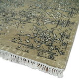6x9 Fine Hand Knotted Beige and Black Traditional Vintage Persian Style Antique Wool Rug