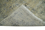 6x9 Fine Hand Knotted Beige and Black Traditional Vintage Persian Style Antique Wool Rug