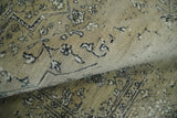 6x9 Fine Hand Knotted Beige and Black Traditional Vintage Persian Style Antique Wool Rug