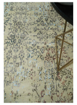 6x9 Fine Hand Knotted Beige and Rust Vintage Persian Style Antique Wool and Silk Rug