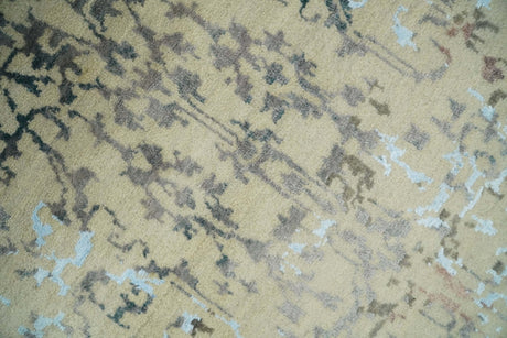 6x9 Fine Hand Knotted Beige and Rust Vintage Persian Style Antique Wool and Silk Rug