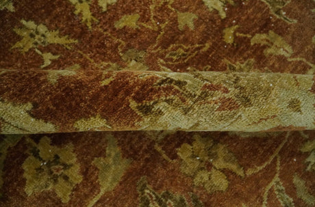 6x9 Hand Knotted Beige and Rust Traditional Oushak Wool Area Rug